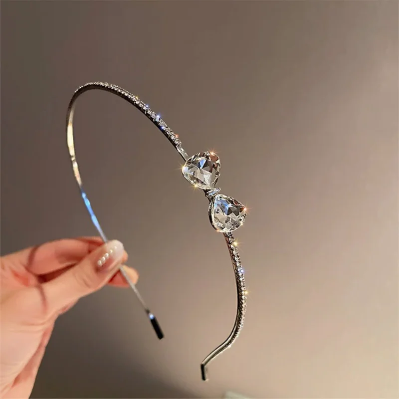 

Shiny Rhinestone Hair Bands Crystal Bowknot Scrunchies Women Hair Accessories Wedding Party Elegant Headband Korean Jewelry New