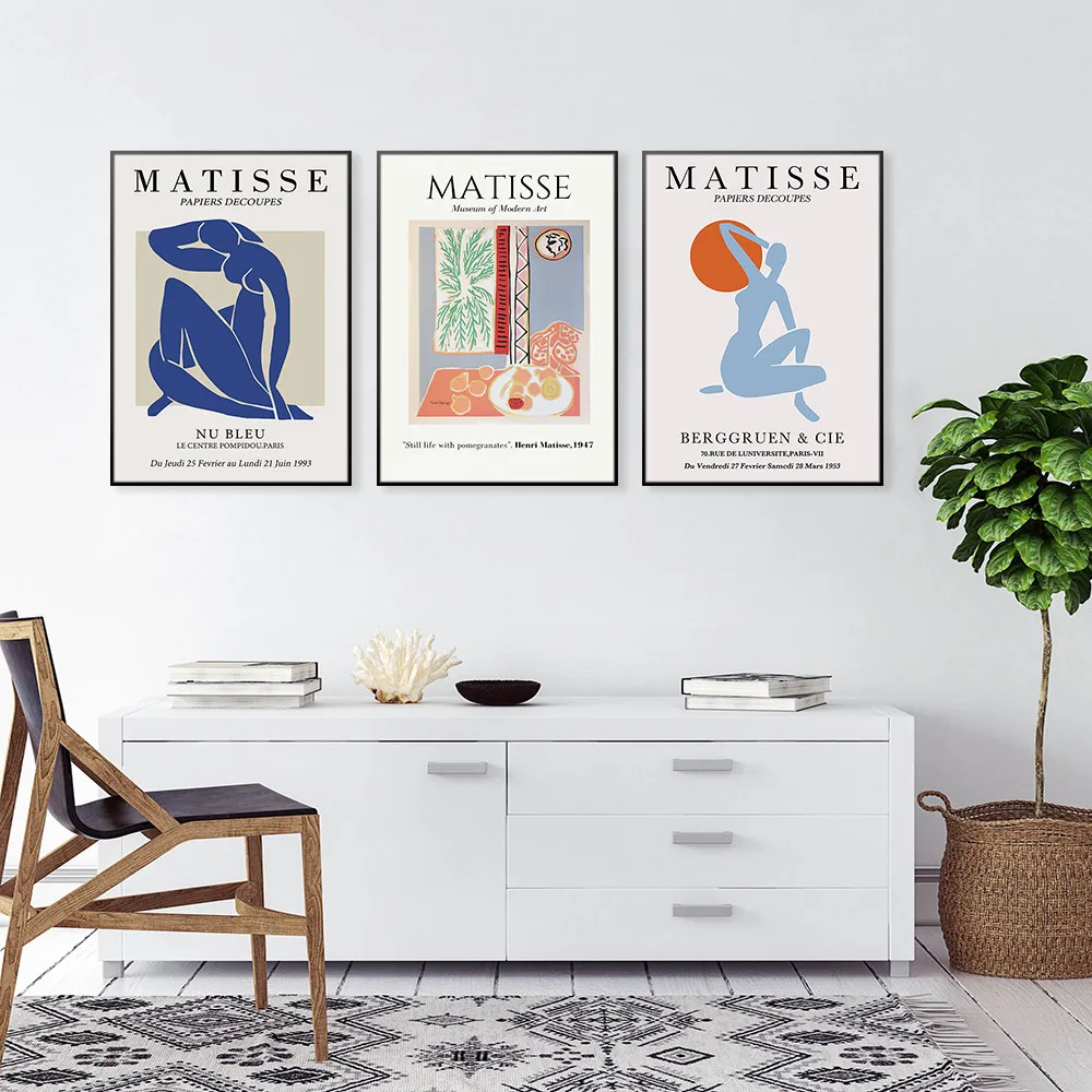 Абстрактное искусство Матисса настенный Декор живопись Современная синяя