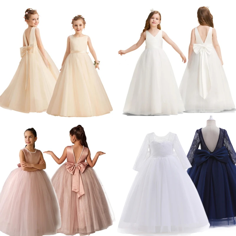 

Teen Girls Backless Formal Dress Big Bow Elegant Teenage Evening Party Dresses for Girl Kids Birthday Long Gown 5-14T Girl
