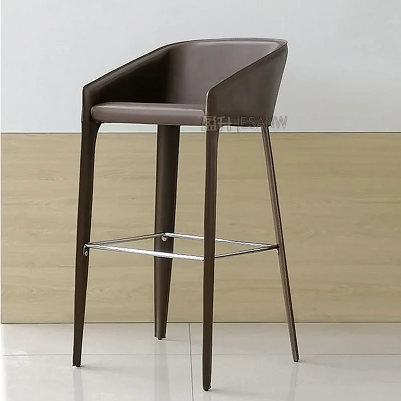 

Soft Living Room Armchair Leisure Vintage Leather High Dining Chair Backrest Fashionable Bar Sillas De Playa Japanese Furniture