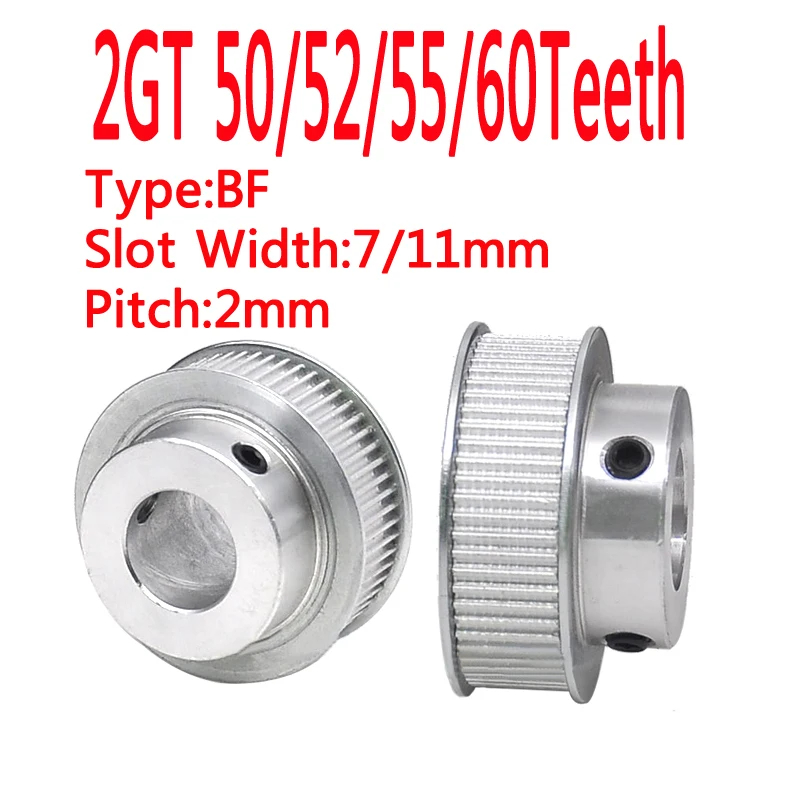 

Зубчатый шкив 50/52/55/60 зубьев 2GT для ремня ГРМ GT2, ширина 6/10 мм, синхронное колесо типа BF с диаметром отверстия 6-25 мм, детали для ЧПУ