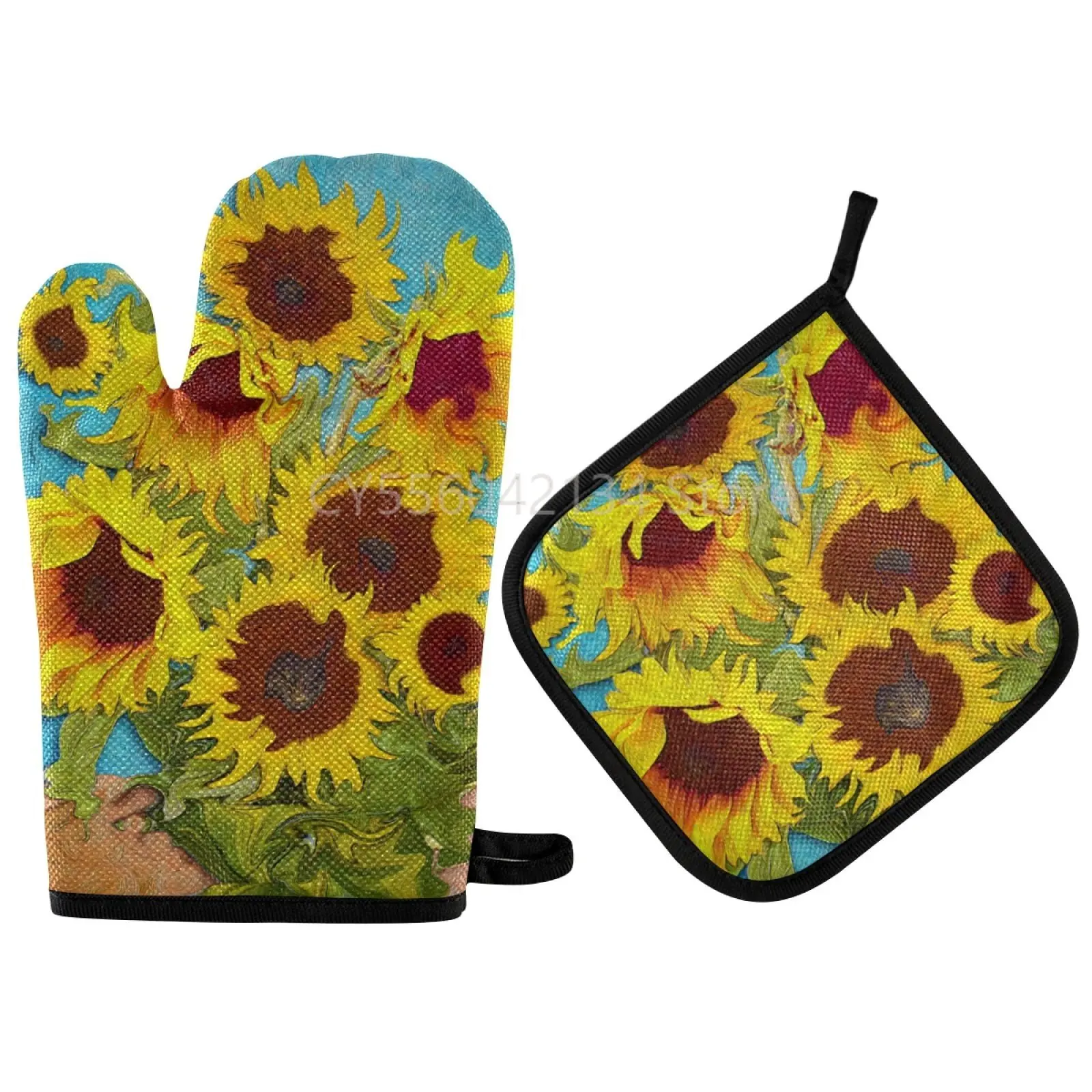 

Spring Sunflowers Oven Mitts Pot Holders Kitchen Heat Resistant Non-Slip Potholders Set for Cooking Baking BBQ
