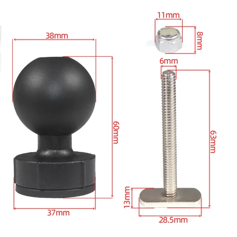 Алюминиевая 1,5 дюймовая шаровая Головка Для квадратного монтажного основания 1,5 "резиновая шаровая Головка Кронштейн для 75x75 мм 100x100 мм VESA стандартная пластина