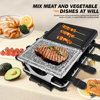 1300W Raclette Table Grill Electric Korean BBQ Grill Cheese Raclette Removable Non-Stick Surface Temperature Control Grill