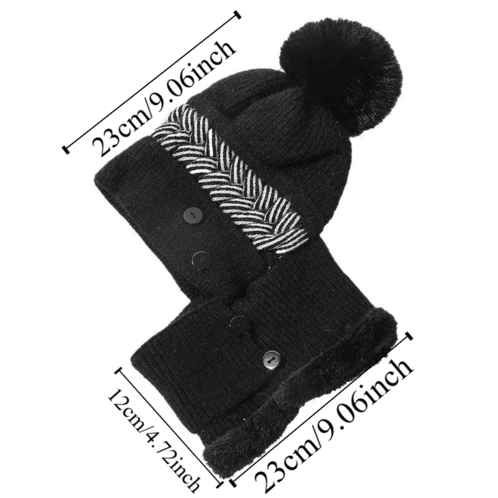 Модный шерстяной шарф и шапка комплект мягкой утолщенной вязаной шапки