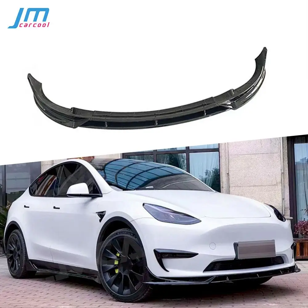 

Передний спойлер для губ из углеродного волокна/АБС для модели Tesla Y 2021 + 3 шт./компл. передний бампер, губа, спойлер для подбородка, комплект кузова автомобиля
