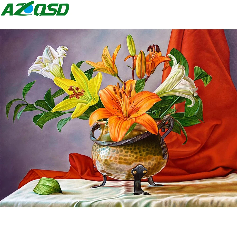 

AZQSD 5d алмазная картина полная дрель квадратный цветок лилии домашний декор Алмазная вышивка Цветочная мозаика 5d Сделай Сам стразы в подарок