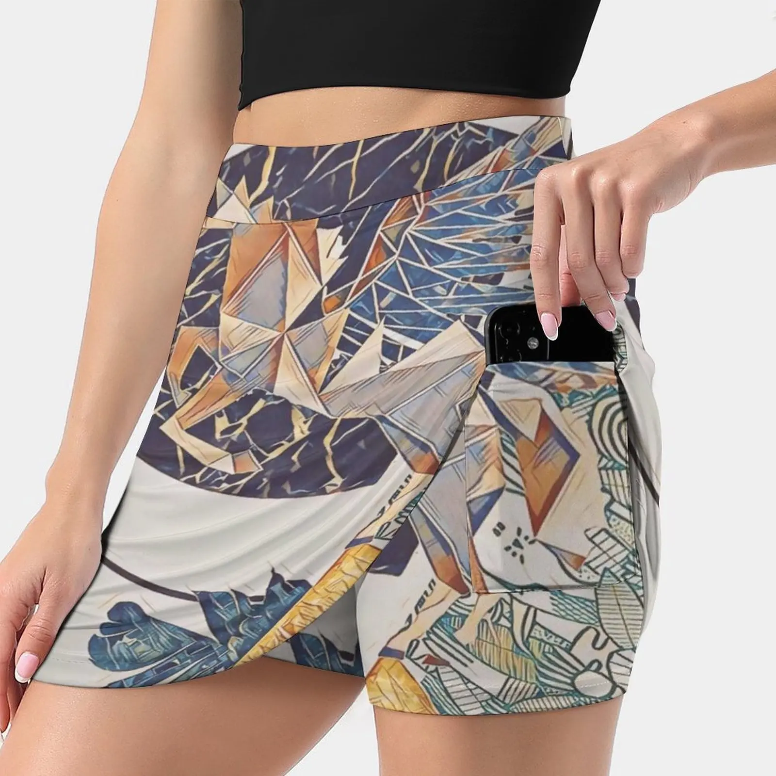 

Женская Спортивная юбка Pegasus, юбка с карманами в Корейском стиле, абстрактная юбка с мраморными листьями, 4Xl