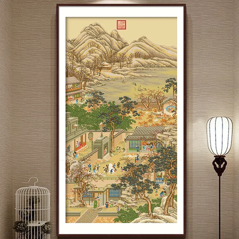 Весенний полный комплект для вышивки крестом напечатанный на ткани императора