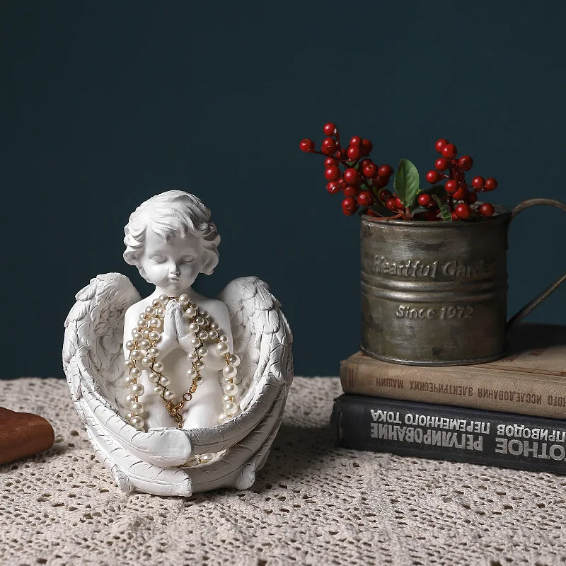 

Cherub Figurine Artwork Resin Prayer Fairy Statue Decor Crafts Room Office Garden Home Decoration Angel Sculpture Ornament