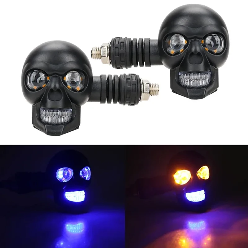 

Мотоциклетные указатели поворота, светодиодные прожекторы, двухцветные противотуманные фары с черепом, вспомогательная фара для kawasaki z750, аксессуары для мотоциклов