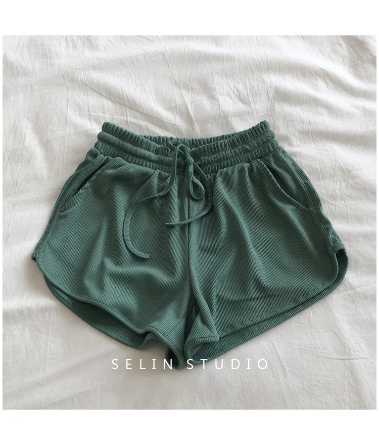 SURE YOU LIKE Women Summer Shorts Cotton Gauze Sleep Bottoms Thin Loose-fitting Pajama Pants Home Pants Solid Safety Short Pants