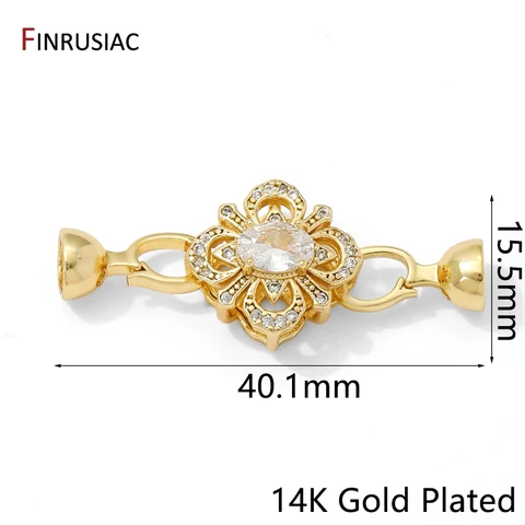 Застежки-крючки FINRUSIAC цветочек с фианитами латунь золото 14K
