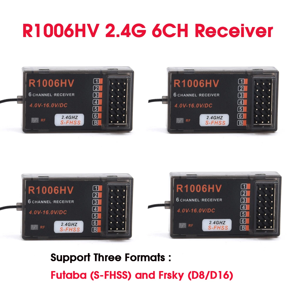 

Upgrade R1006HV 2.4G 6CH Receiver Compatible with D8 D16 S-FHSS PWM Output for FRSKY Futaba Jumper T16 X9D RC FPV Racing Drone