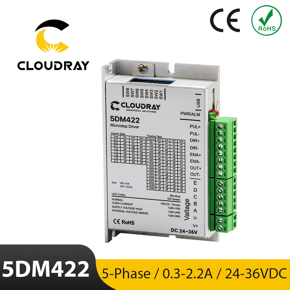 Driver 2436vdc 0.52.2a do Motor Deslizante de Cloudray 5dm422 Nema 17 Fases para a Máquina de Corte do Laser do Motor Deslizante de Fases