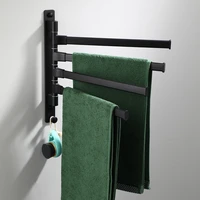 towel rack multi layer arm swing hanger kitchen bathroom wall mounted rotatable rag holder with hooks space aluminum