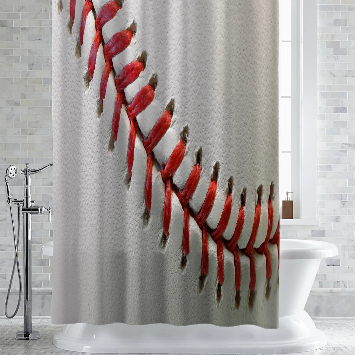 Спортивная бейсбольная текстура Красная белая душевая занавеска s для ванной