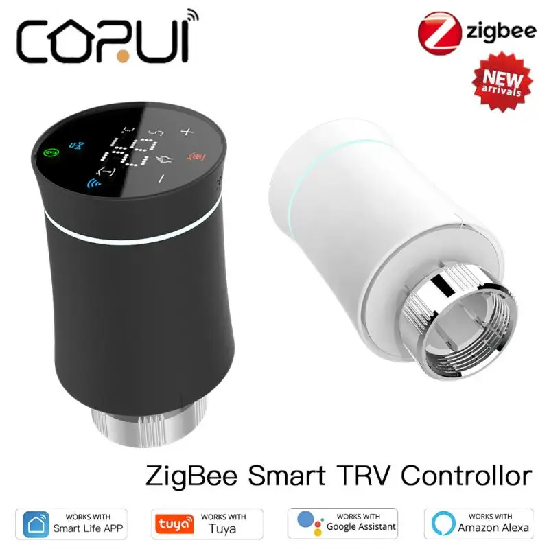 

CORUI Tuya ZigBee3.0 Smart Thermostat Radiator Actuator Valve Smart Programmable TRV Temperature Controller Voice Control Alexa