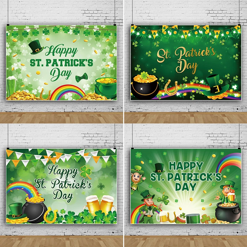 

St. Patrick's Green Clover Festival Celebration Photography Background Photo Photoshoot Backdrops Studio Banner Supplies Props
