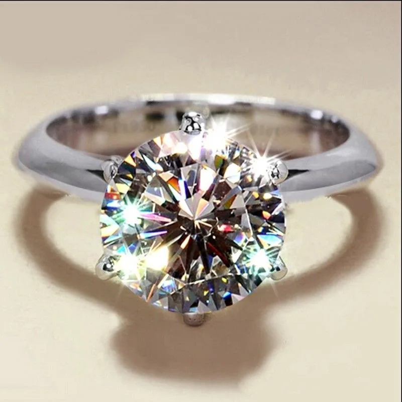 

18K White Gold Zirconia Solitaire Rings for Women Wedding Engagement Noble Female Finger Ring Fine Gift Timeless Classic Jewelry