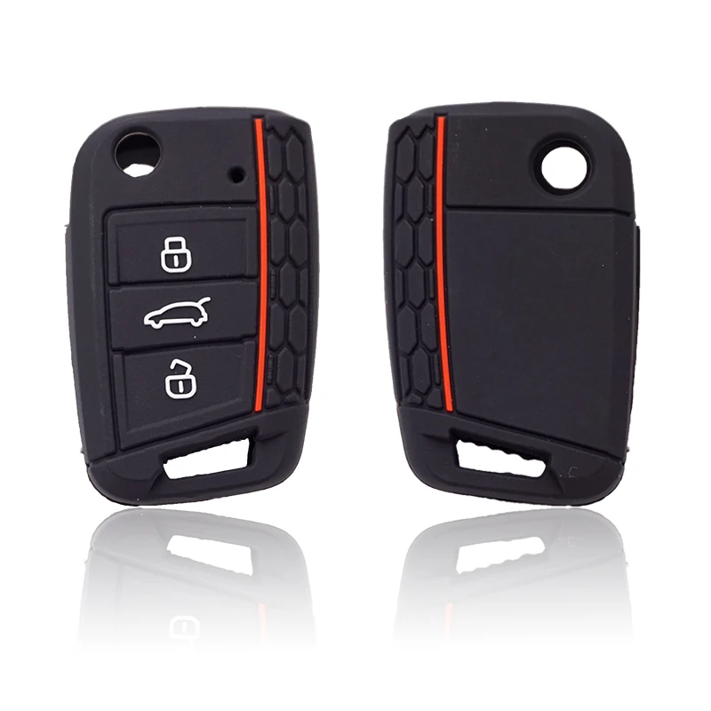 

Xinyuexin чехол для автомобильного ключа силиконовый чехол для VW Golf 7 MK7 3 кнопки раскладной Складной Дистанционный брелок для ключа для Seat для Skoda автомобильные аксессуары