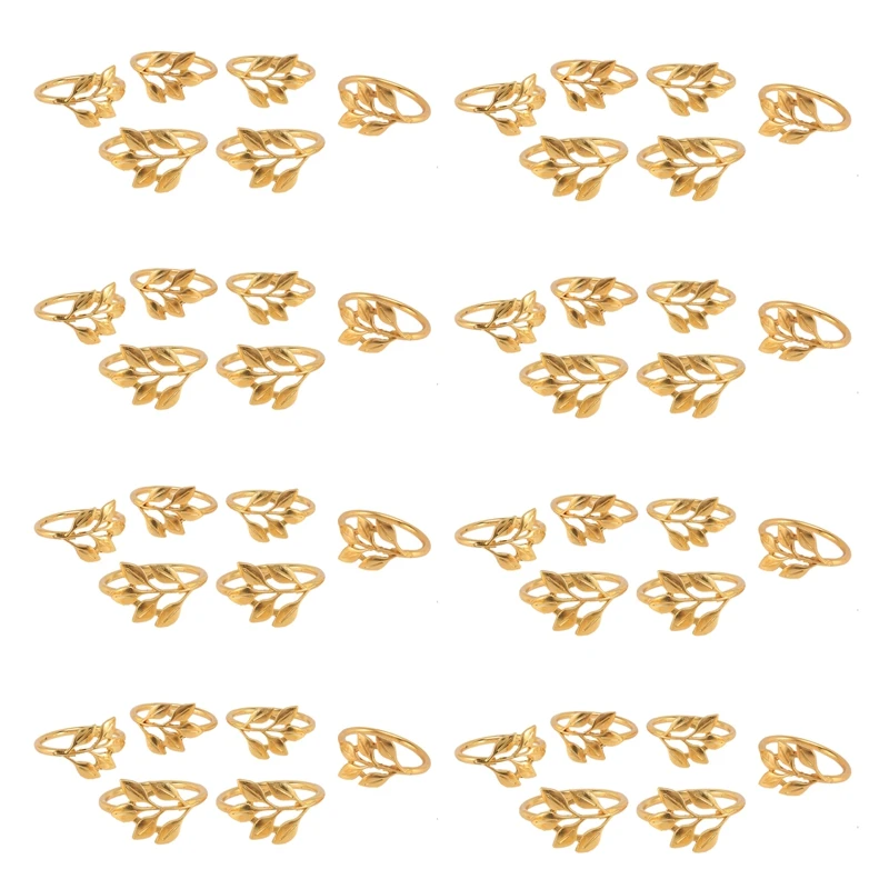

HOT 48Pcs/Lot Hotel Napkin Ring Napkin Holder Fall Leaves Napkin Buckle Christmas Wedding Party Gold Napkin Circle