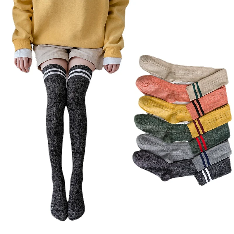 

College Style, Gold and Silver Silk Embedded Japanese Long Tube Pressure Socks
