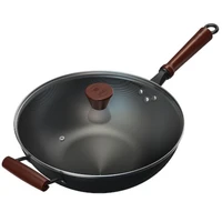 cast iron wok non stick pan gourmet thick bottom cooking pots chinese wok forge cookware tableware cuisine utensils for kitchen