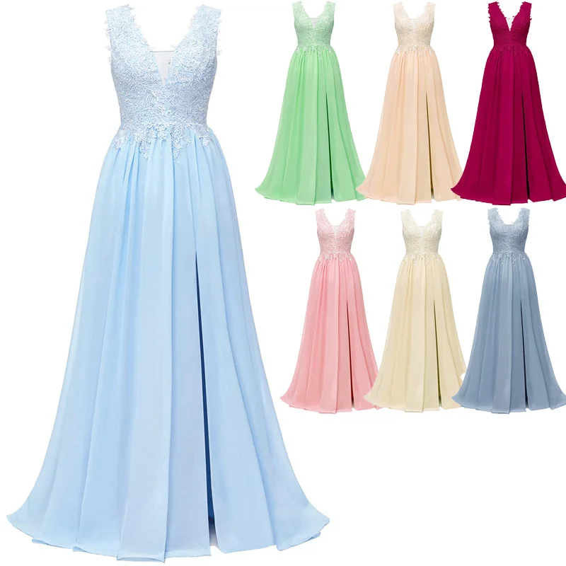 

Женское шифоновое вечернее платье небесно-голубого цвета, свадебное платье с кружевной аппликацией, женское свадебное коктейльное платье