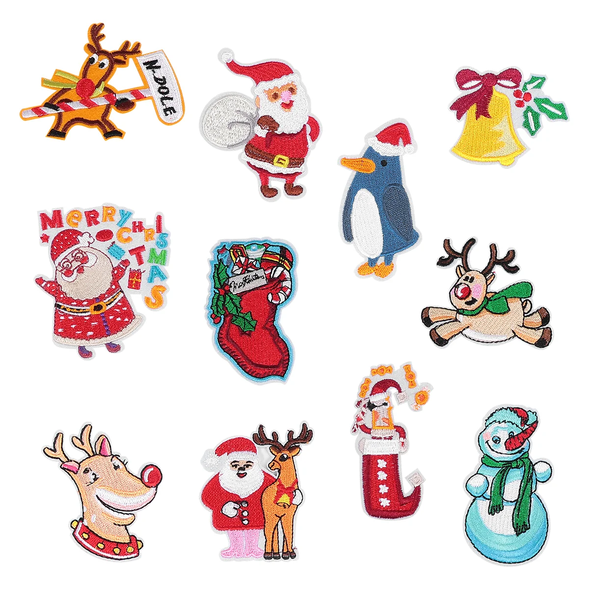 

11pcs Christmas Embroidery Patch Delicate Cartoon Cloth Sticker for Home
