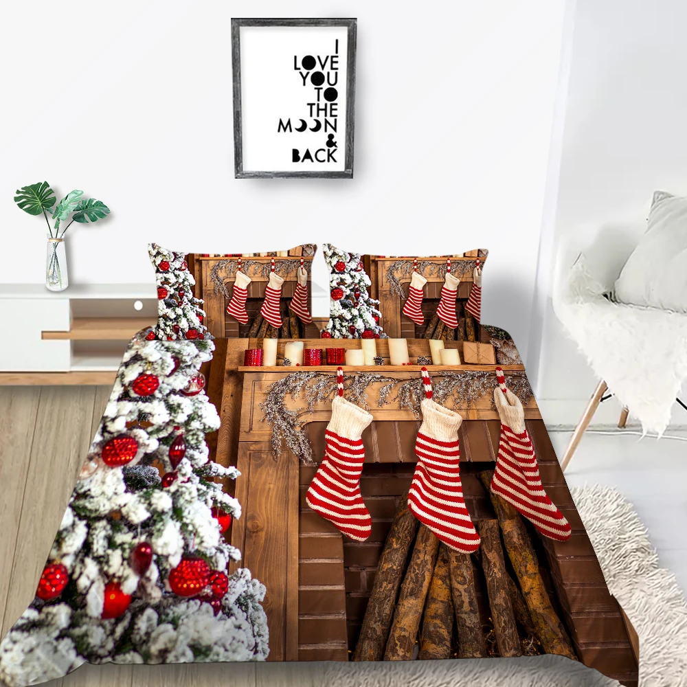 

Постельное белье, костюмы, пододеяльники в рождественском стиле, одинарный и двойной размер, украшение для спальни, мужское и женское домашнее постельное белье