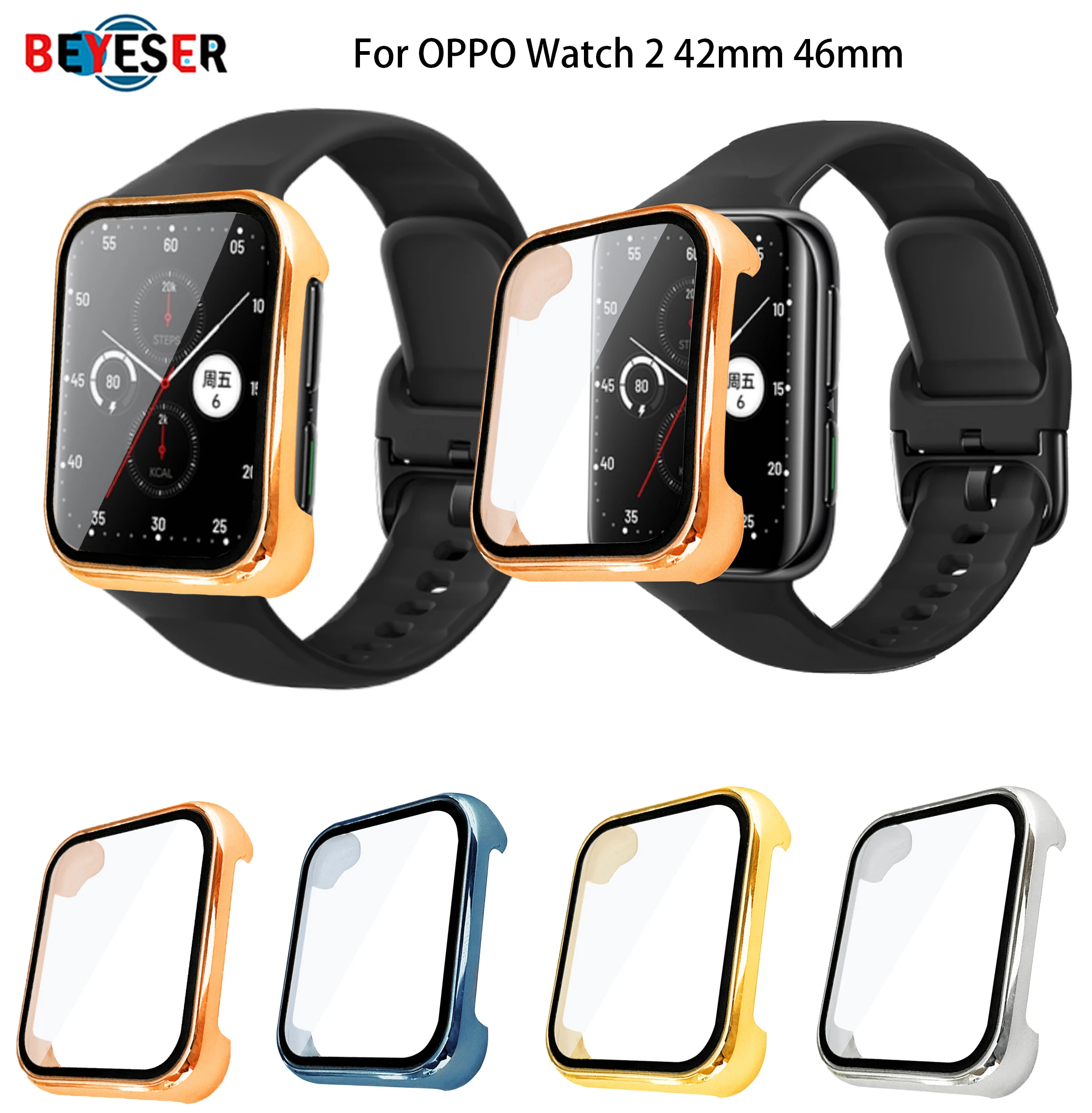 

Закаленная пленка 2 в 1 + чехол из поликарбоната для умных часов OPPO Watch 2 42 мм 46 мм, ударопрочный чехол для умных часов, аксессуары для защиты от царапин