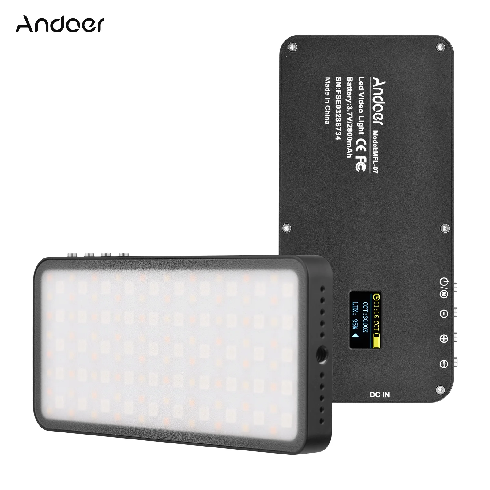 

Andoer RGB LED Video Light Portable Light Panel 3000K-6500K Dimmable Brightness 30 Special Effects CRI ≥95 for Video Photography