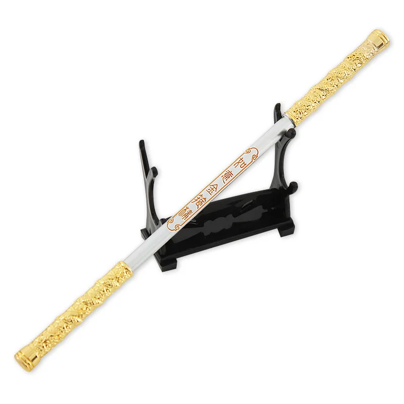 Honor of Kings Weapon Ascetic Sun Magic Golden-Clasped Rod Katana Sword Samurai Royal Japanese Katana  Anime Weapon Keychain Toy images - 6