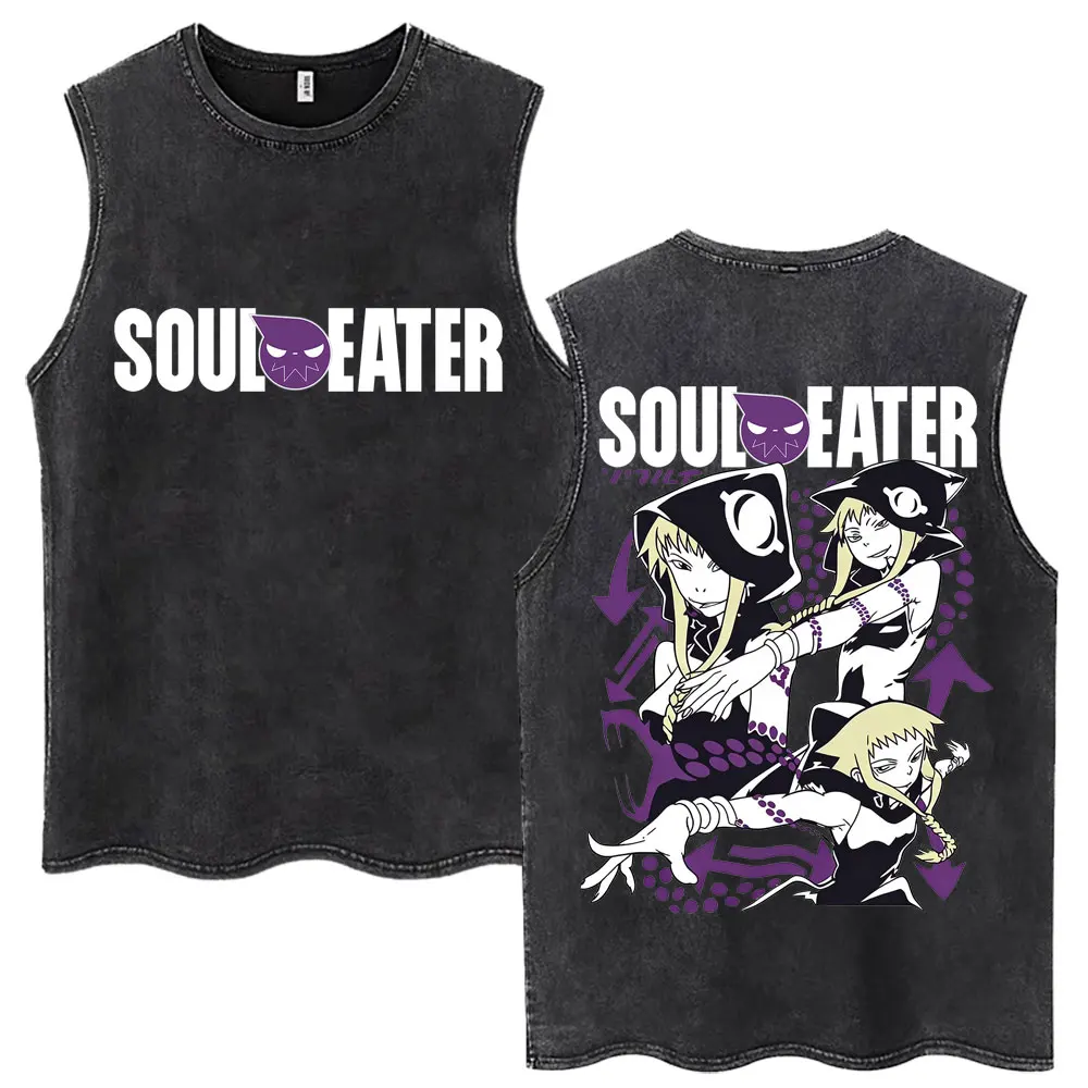 Фото Майки-безрукавки унисекс в стиле аниме Soul Eater, модные, в стиле Харадзюку, оверсайз, хлопковые, повседневные, винтажные, летние, Y2K №1