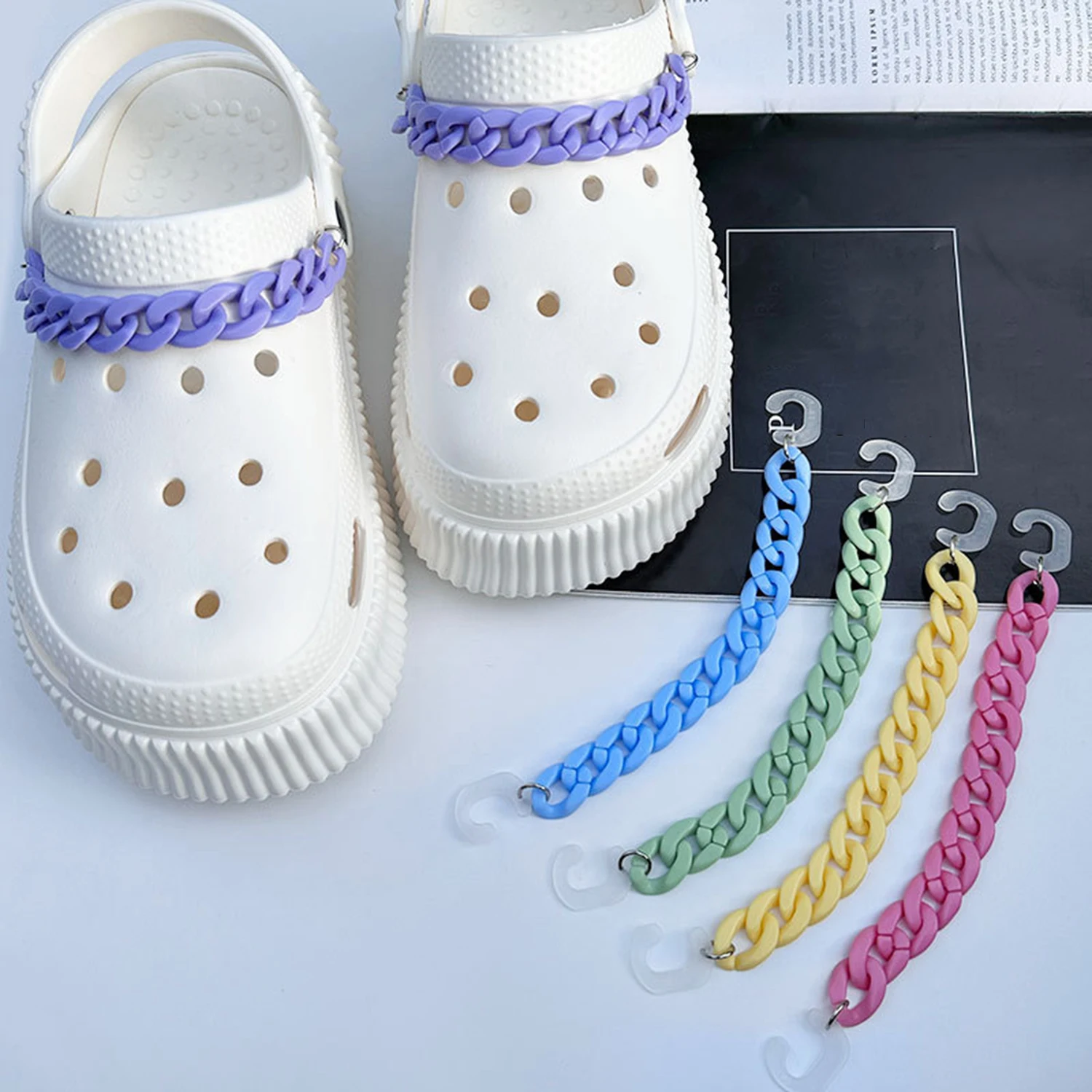 

New Portable DIY Acrylic Chain Shoes Buckle Candy Color Shoe Charms Jewelry Accessories Shoe Fastener Decoration Removable