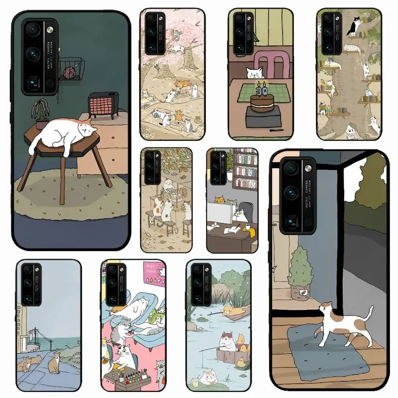 

Lazy White Orange Cat Phone Case for Huawei Honor 10 i 8X C 5A 20 9 10 30 lite pro Voew 10 20 V30
