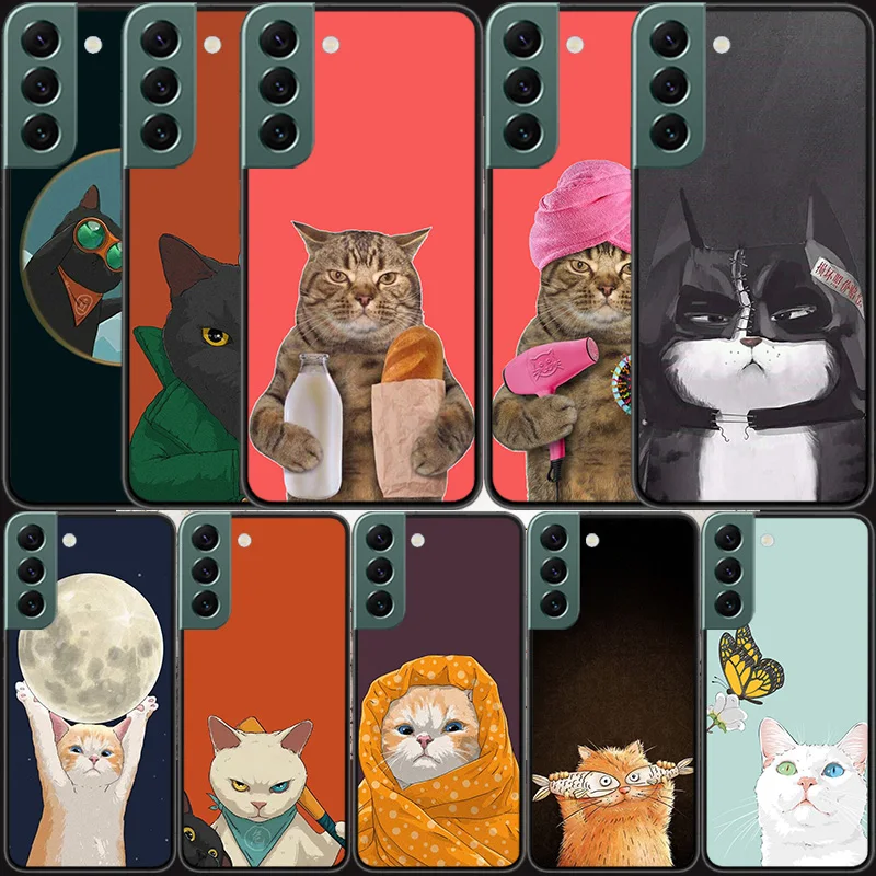 

Чехол с мультяшными кошками для Samsung Galaxy S20 FE S21 Plus S22 Ultra, чехол для S10 Lite S9 S8 S7 Edge F52 F62, силиконовый мягкий чехол