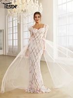 yesexy elegant dresses for draped split thigh sequin decor prom dress wedding dress evening dress vestido robe