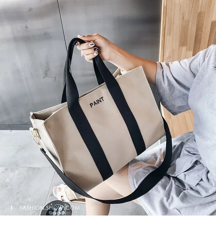 Сумка-тоут женская холщовая портативная Сумочка на плечо вместительный саквояж