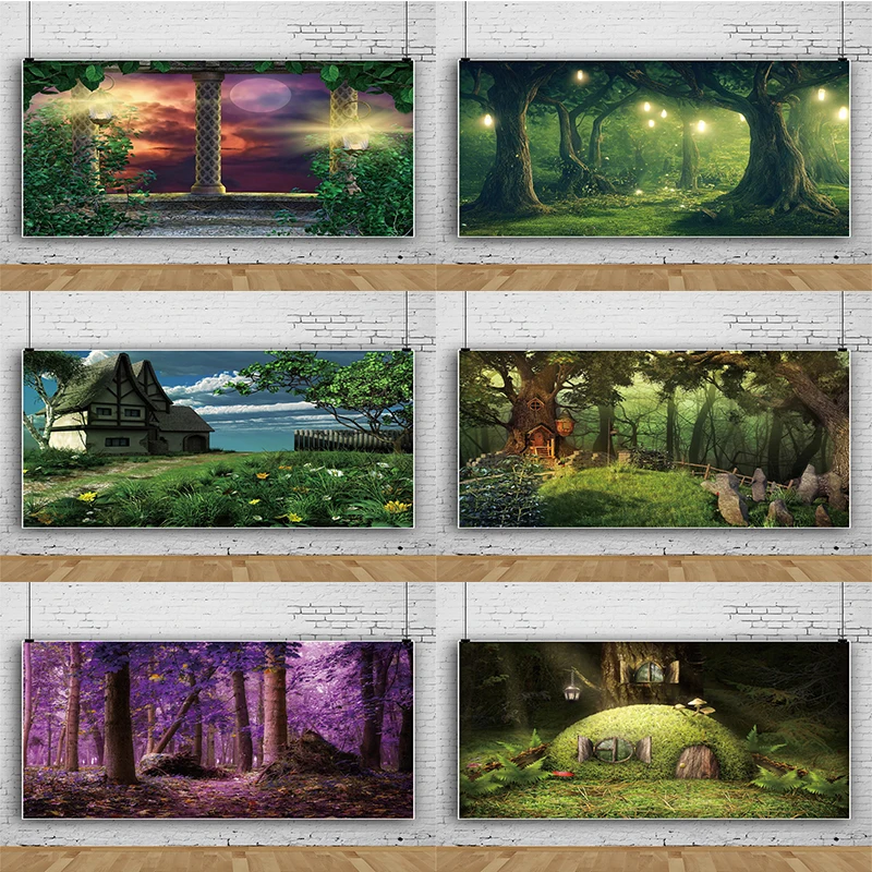 

Пользовательский фон мечта лес Вечеринка Декорации для детского дня рождения украшения для детского душа настенное праздничное украшение ...