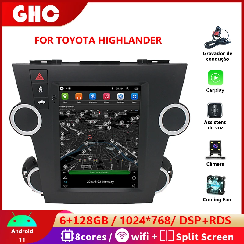 

Автомагнитола GHC для Toyota Highlander 9,7, 2009 дюйма, GPS, Wi-Fi