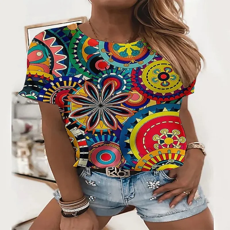 

Women's Oversized T-shirt 3D Printing Abstract Pattern Green Beautiful Butterfly Print Top New Fashion Women's T-shirt