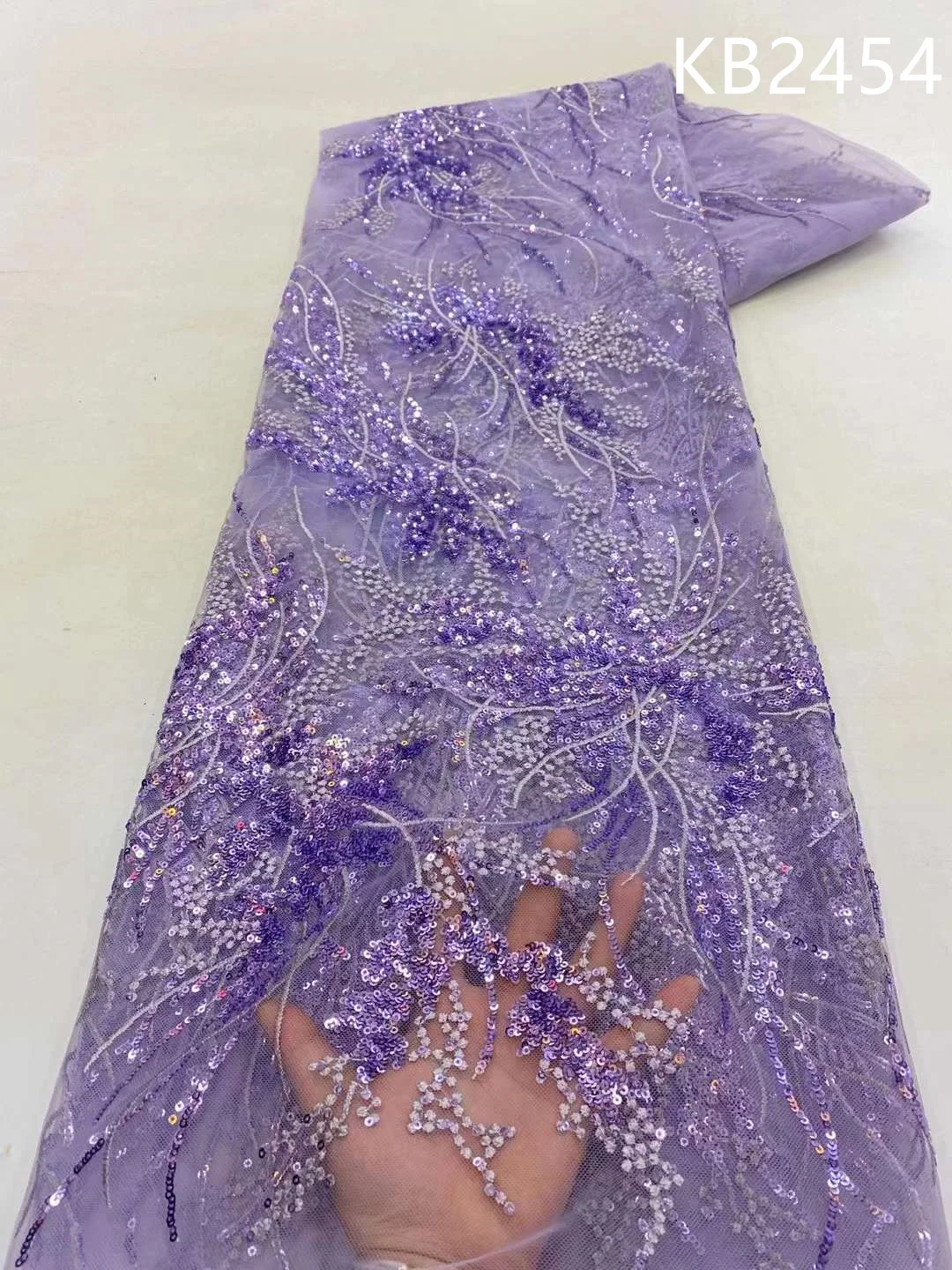 

Summer 5 Yards Luxury Sequence Africa Lace Fabric High Quality 2023 Fashion French Tulle Mesh For Wedding KB2454