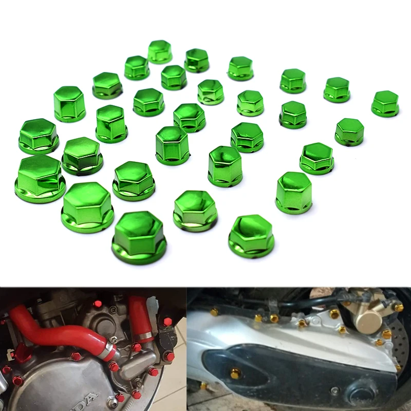 

30Pcs/set Motorcycle Screw Cover Cap Nut Bolt Decoration Chrome Plating plastic For Kawasaki Ninja ZX7R ZX9R ZX1100 Z900 Z1000