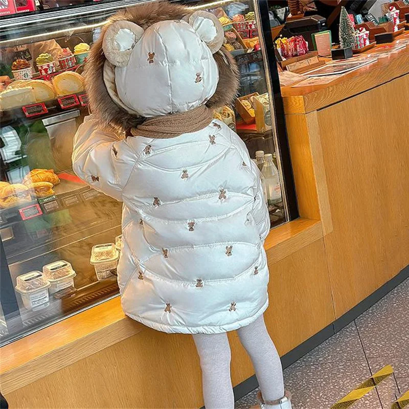 Зимняя пуховая куртка с капюшоном для девочек от 2 до 10 лет