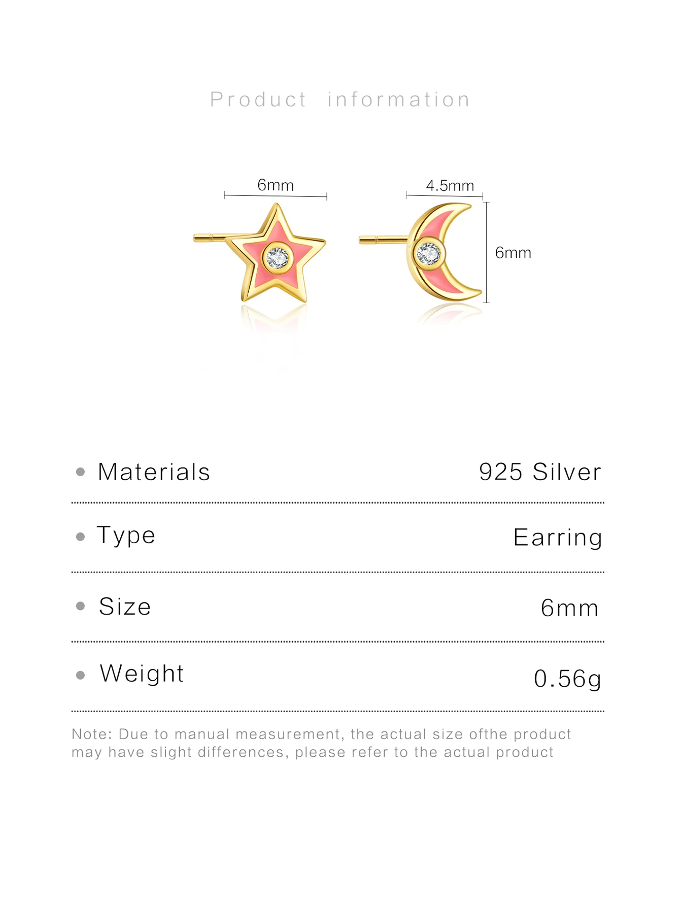 Серьги-гвоздики DPLAOPA из стерлингового серебра 925 пробы луна звезда мини циркон