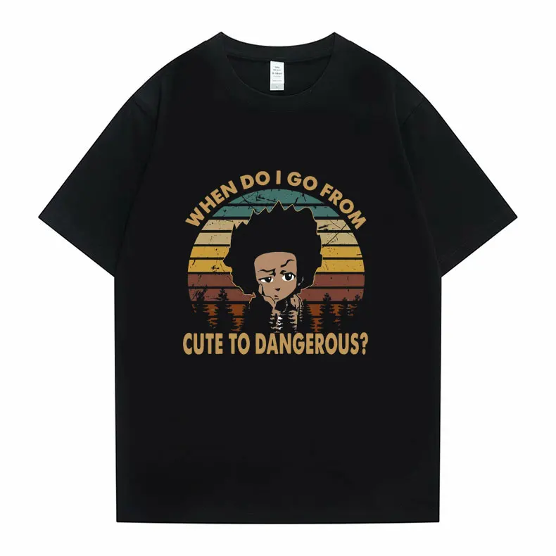 

Футболка Мужская/женская с коротким рукавом, Забавный принт хуи и Райли, модная повседневная рубашка оверсайз, The Boondocks