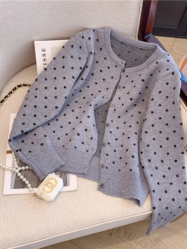 Женский серый кардиган свитер в стиле Харадзюку вязаные свитера с длинным