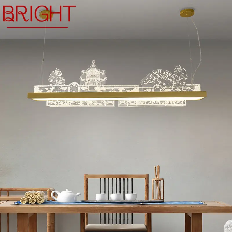 

BRIGHT Modern Pendant Chandelier LED 3 Colors Chinese Gold Luxury Creative Hanging Lights Fixture For Dining Room Tea-house